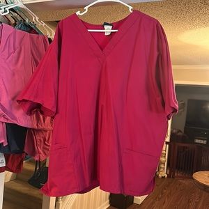 Pink two pocket scrub top, 3X